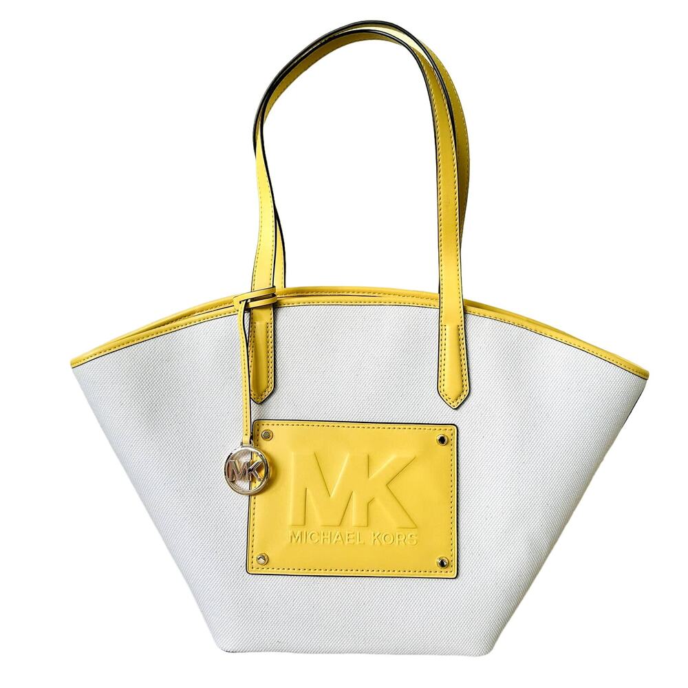 Michael Kors Kimber Tote Shopper Bag Daffodil Yellow Canvas NEW $558